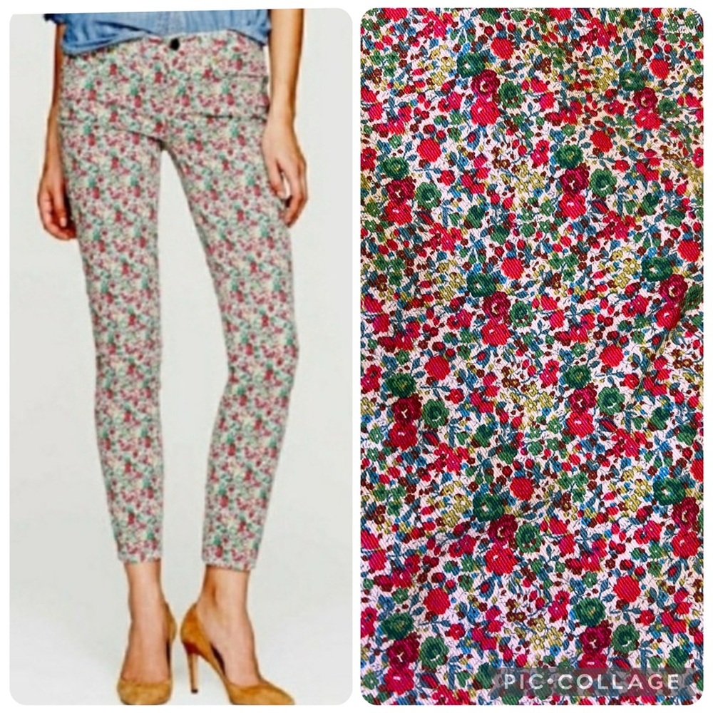 J.Crew Liberty Floral Art to Wear Toothpick Jeans